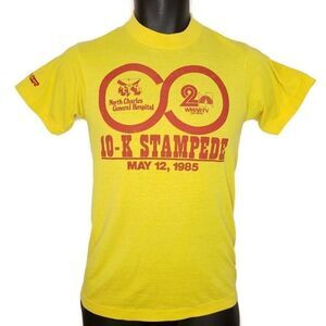 10K Stampede Run T Shirt Vintage 80s 1985 North Charles General Hospital Baltimo